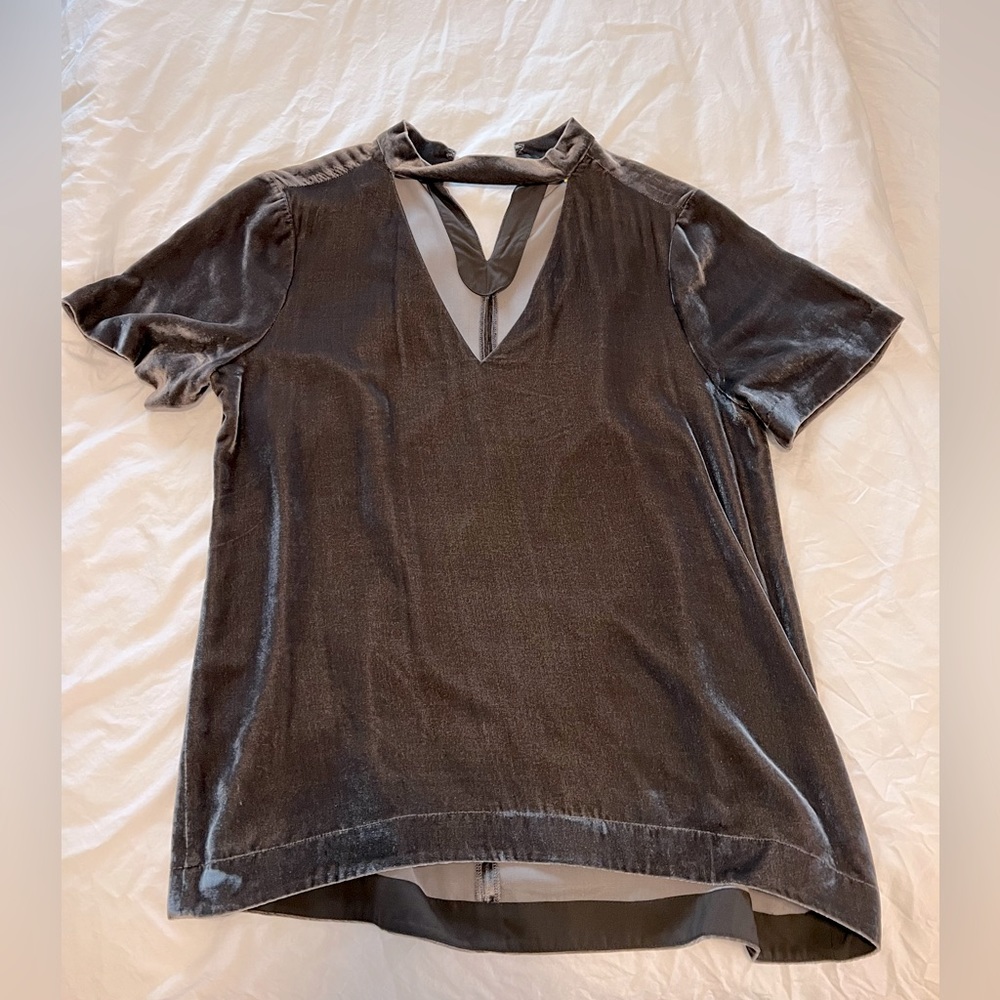 Madewell Velvet Gray Blouse Size Small